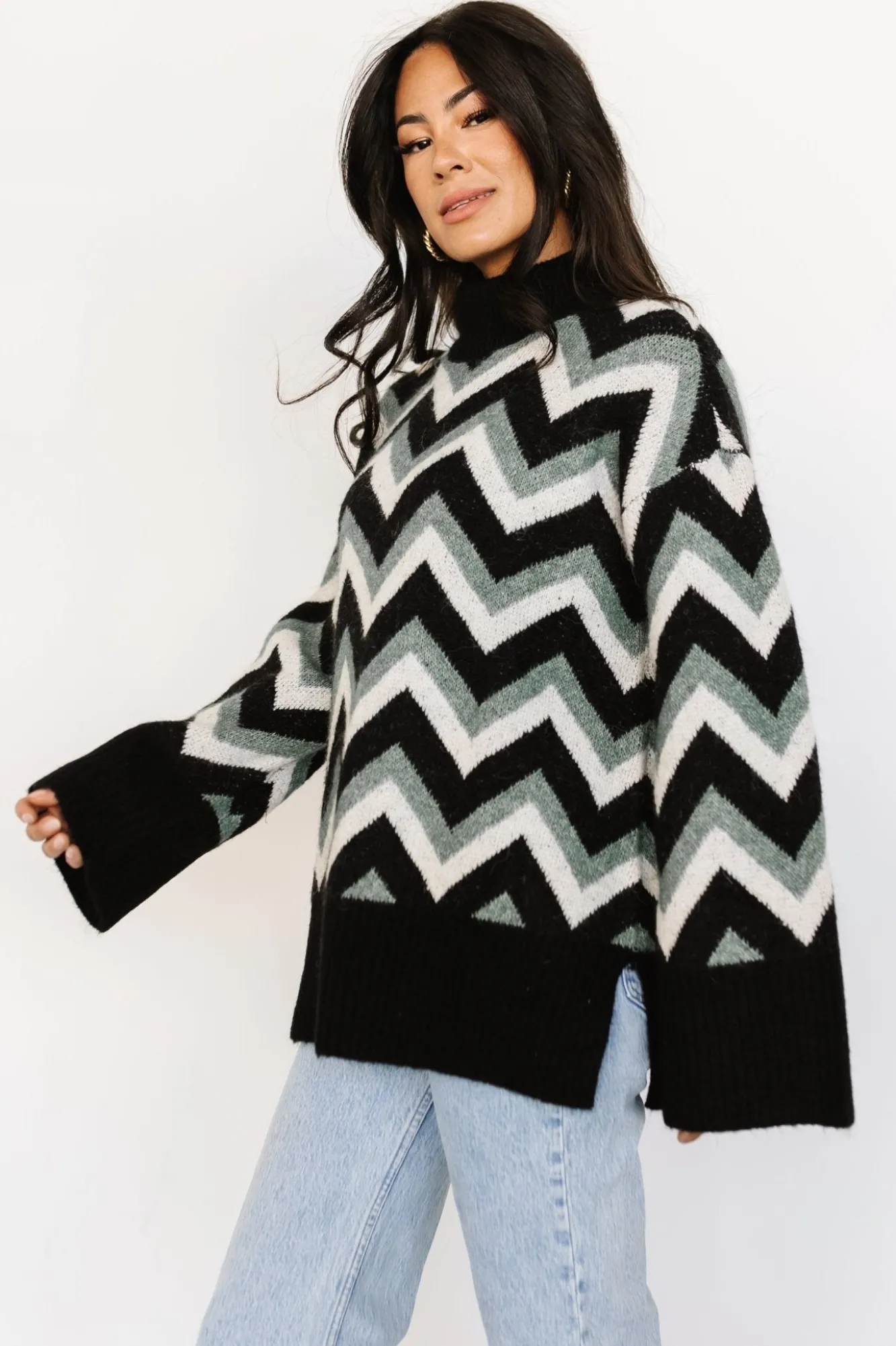 Baltic Born Ricks Sweater | Black + Green Multi