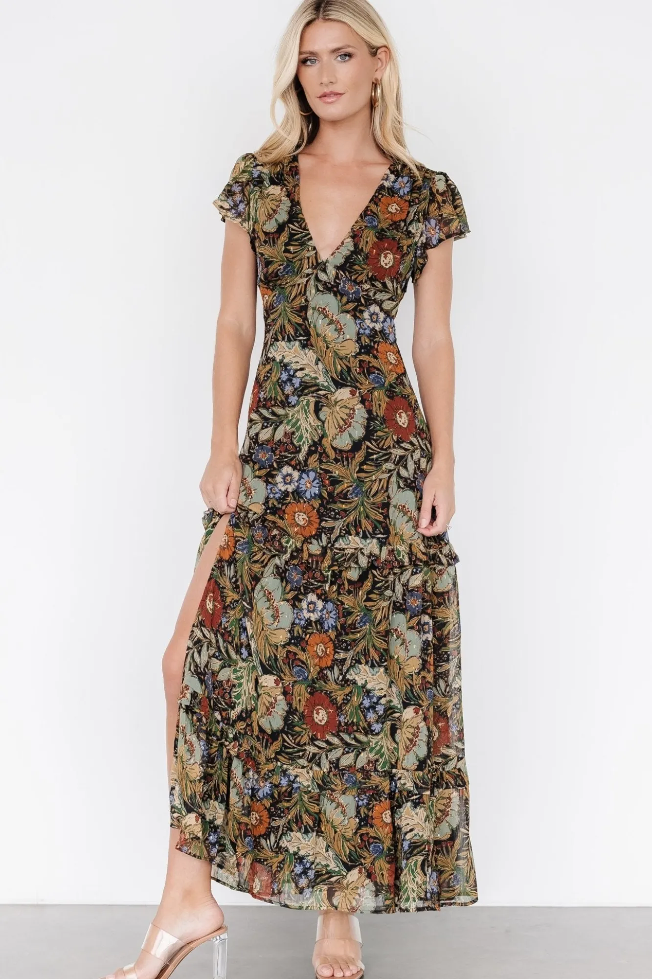 Baltic Born Riverwood Deep V Maxi Dress | Multi Floral