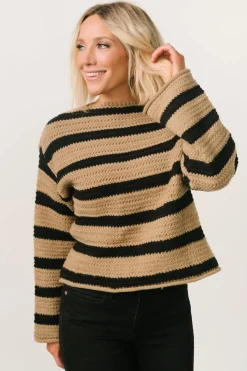Baltic Born Robbie Striped Knit Sweater | Black + Camel