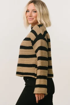 Baltic Born Robbie Striped Knit Sweater | Black + Camel