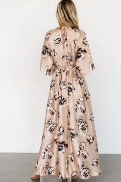 Baltic Born Romilly Satin Maxi Dress | Champagne Print