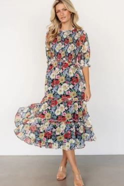 Baltic Born Rosalina Smocked Dress | Black Multi Floral
