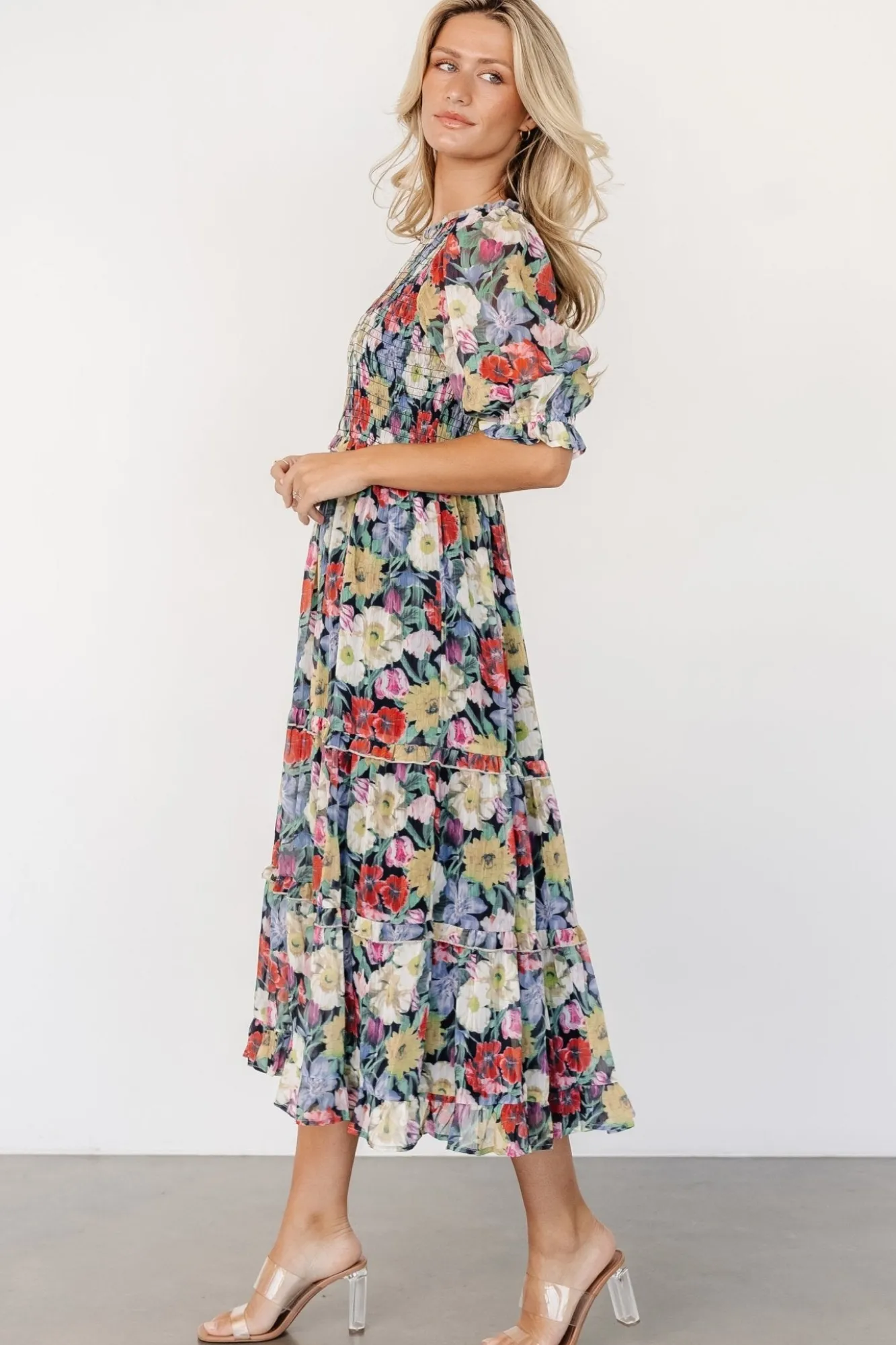 Baltic Born Rosalina Smocked Dress | Black Multi Floral
