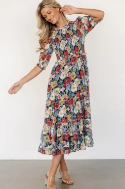 Baltic Born Rosalina Smocked Dress | Black Multi Floral