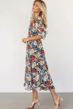 Baltic Born Rosalina Smocked Dress | Black Multi Floral