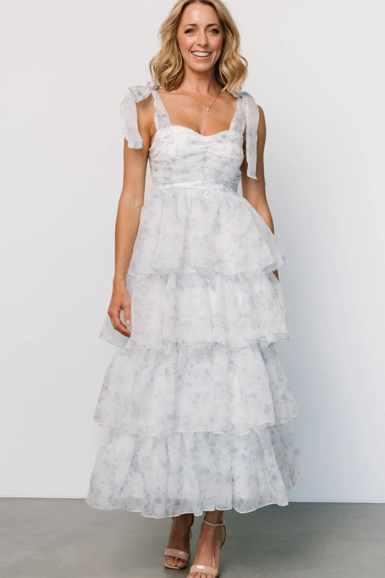 Baltic Born Rosemary Tiered Dress | Light Blue Floral
