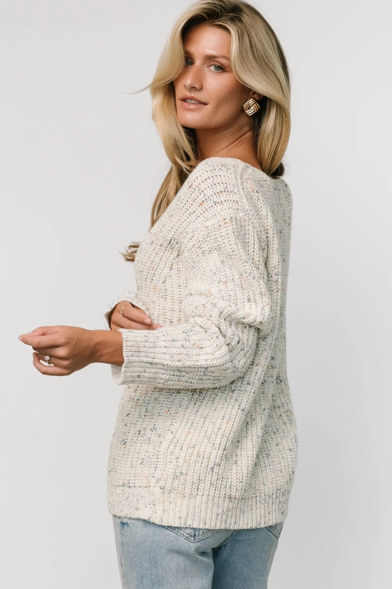 Baltic Born Rosie Knit Sweater | Ivory + Blue Multi