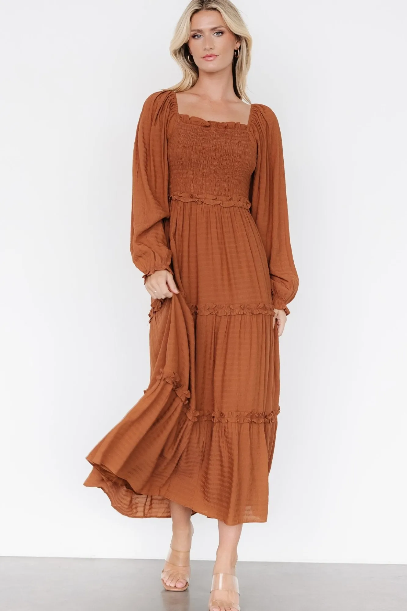 Baltic Born Rowan Tiered Dress | Warm Brown