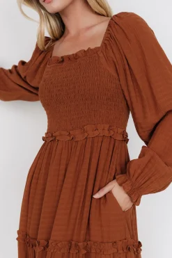 Baltic Born Rowan Tiered Dress | Warm Brown
