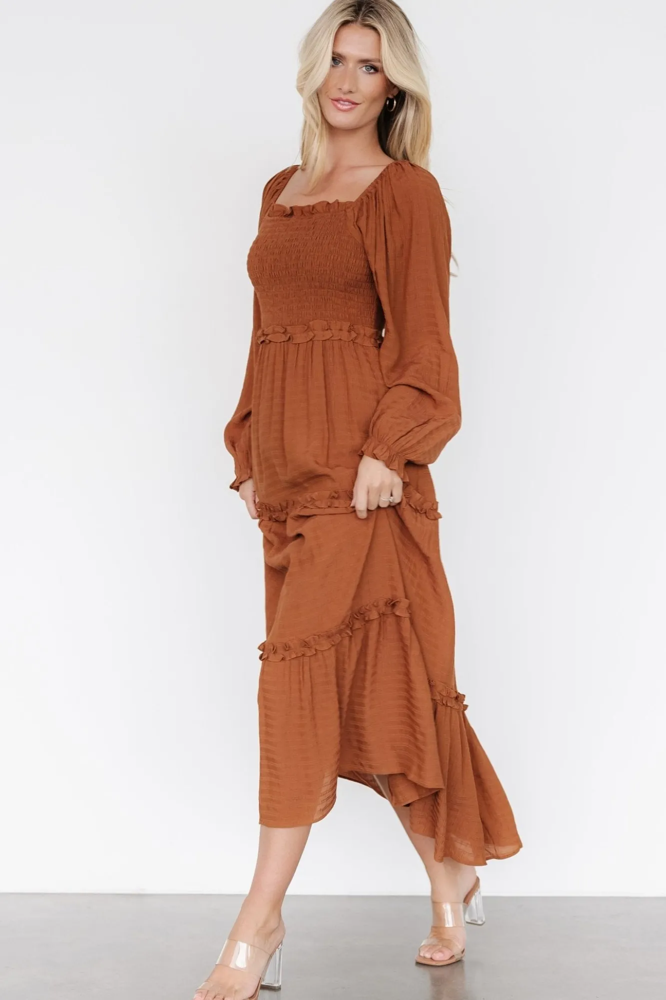 Baltic Born Rowan Tiered Dress | Warm Brown