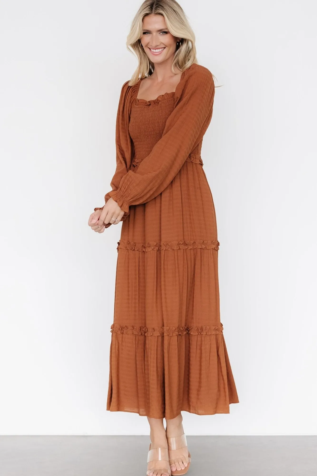 Baltic Born Rowan Tiered Dress | Warm Brown