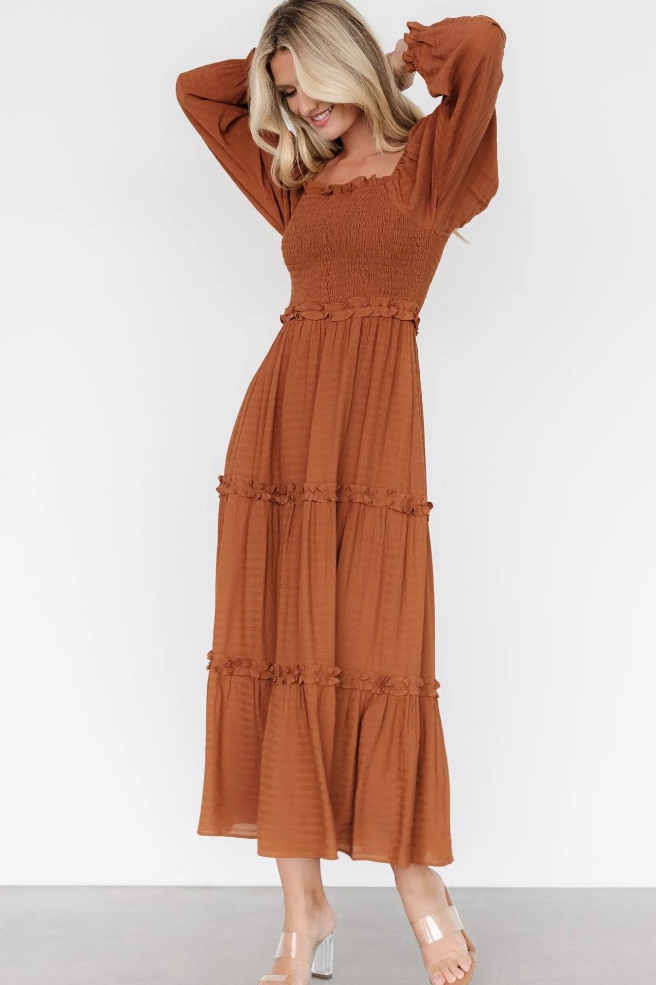 Baltic Born Rowan Tiered Dress | Warm Brown
