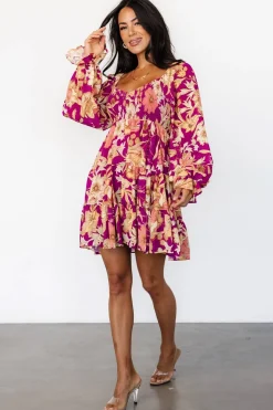 Baltic Born Rubi Short Dress | Magenta Multi Floral