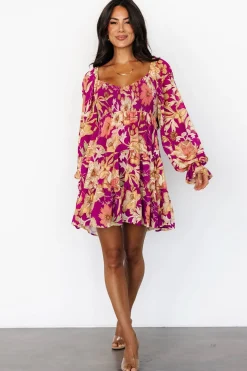 Baltic Born Rubi Short Dress | Magenta Multi Floral