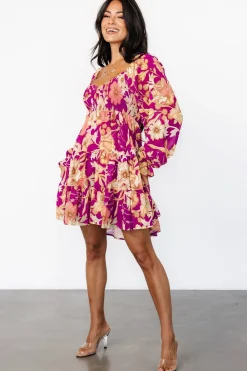 Baltic Born Rubi Short Dress | Magenta Multi Floral