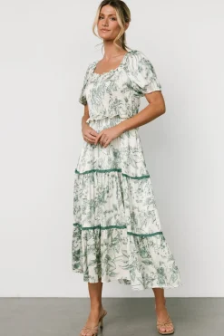Baltic Born Ruthie Tiered Midi Dress | Green Print