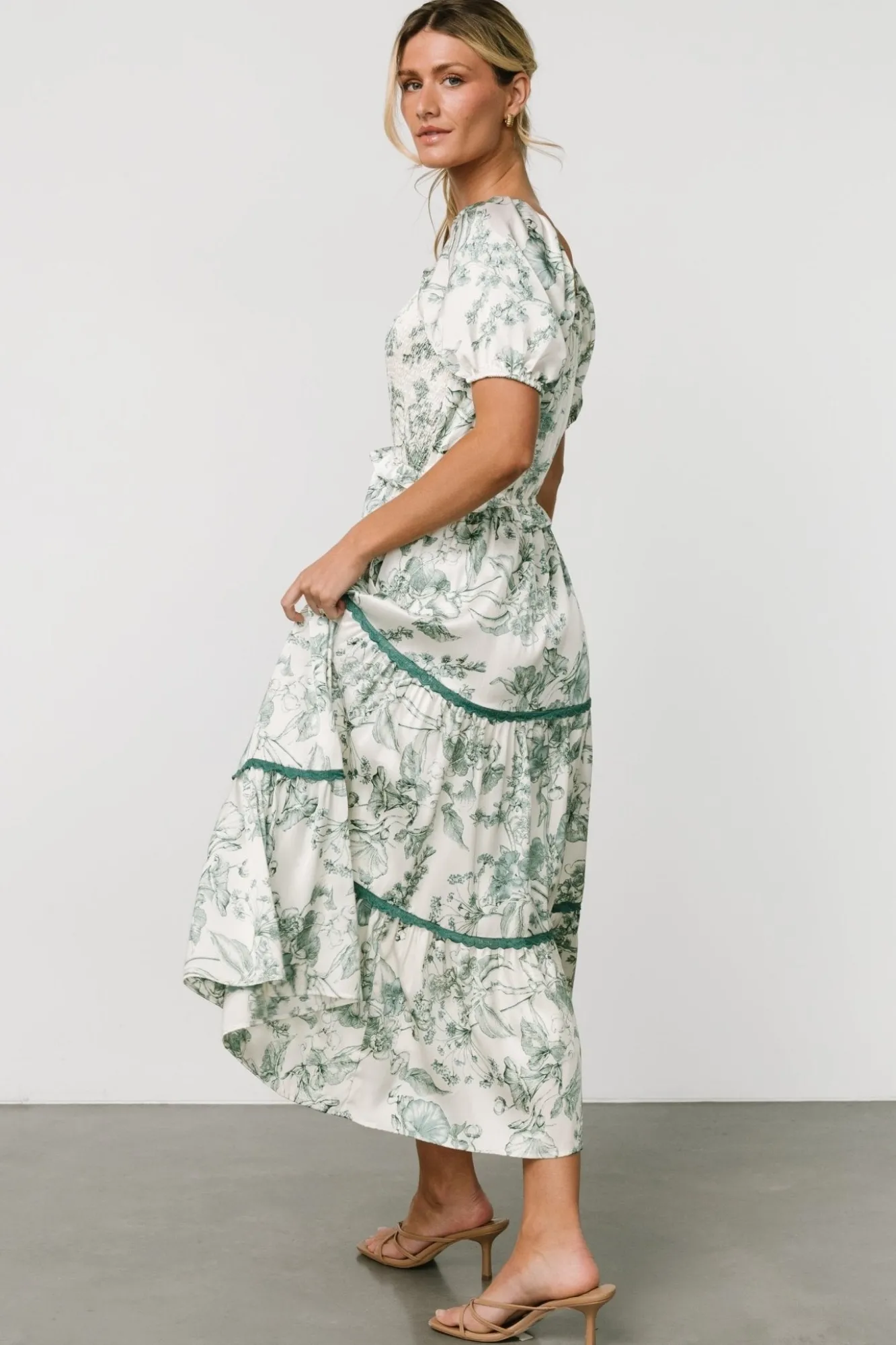 Baltic Born Ruthie Tiered Midi Dress | Green Print