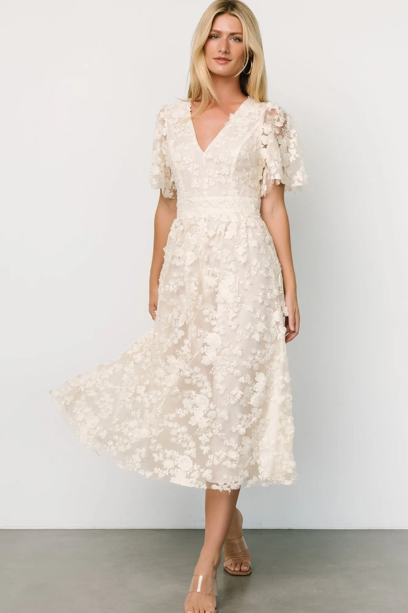 Baltic Born Sadie Embroidered Midi Dress | Vintage Cream