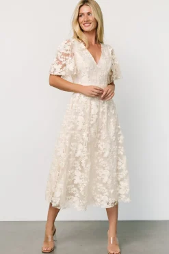 Baltic Born Sadie Embroidered Midi Dress | Vintage Cream