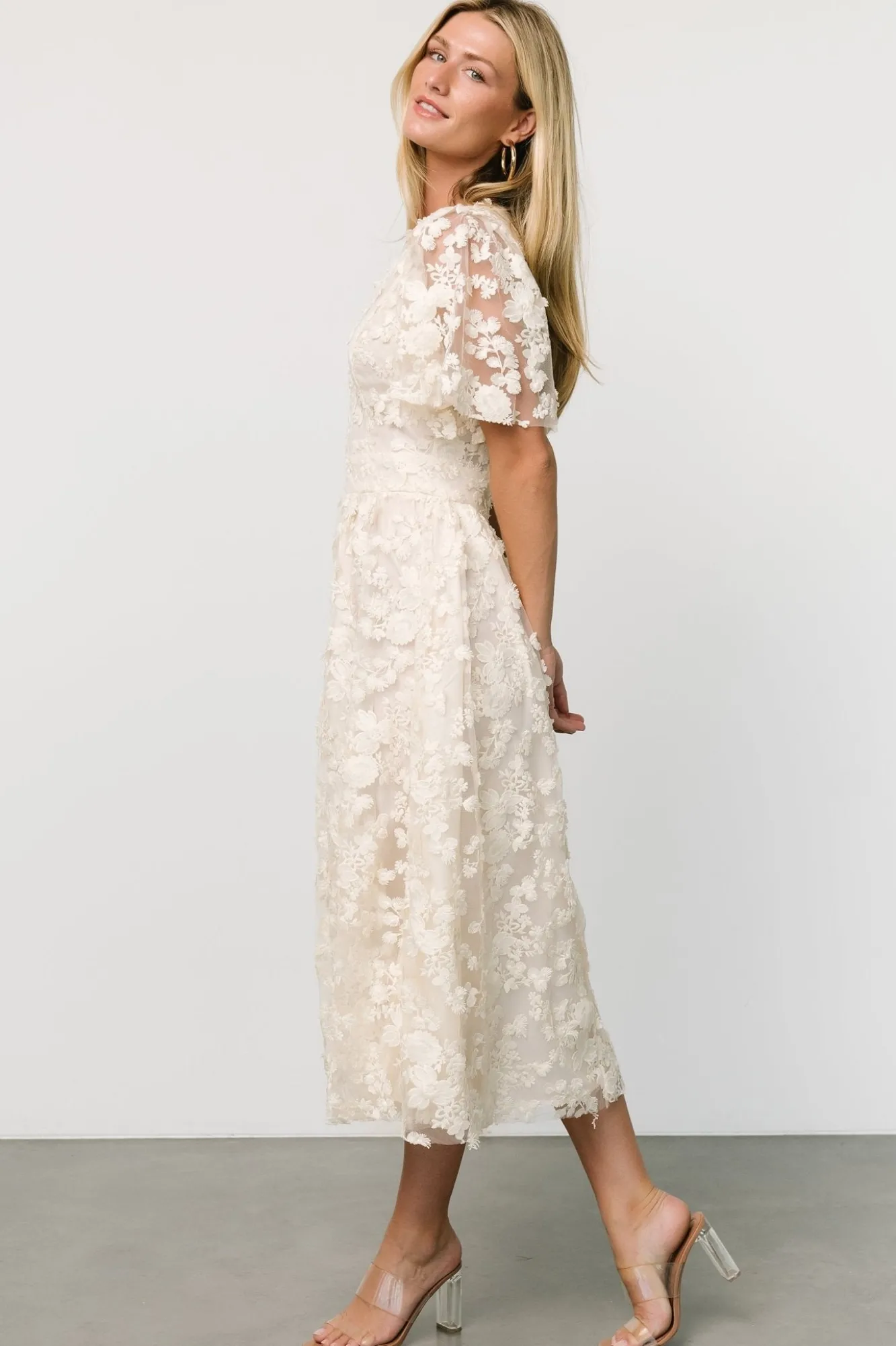 Baltic Born Sadie Embroidered Midi Dress | Vintage Cream