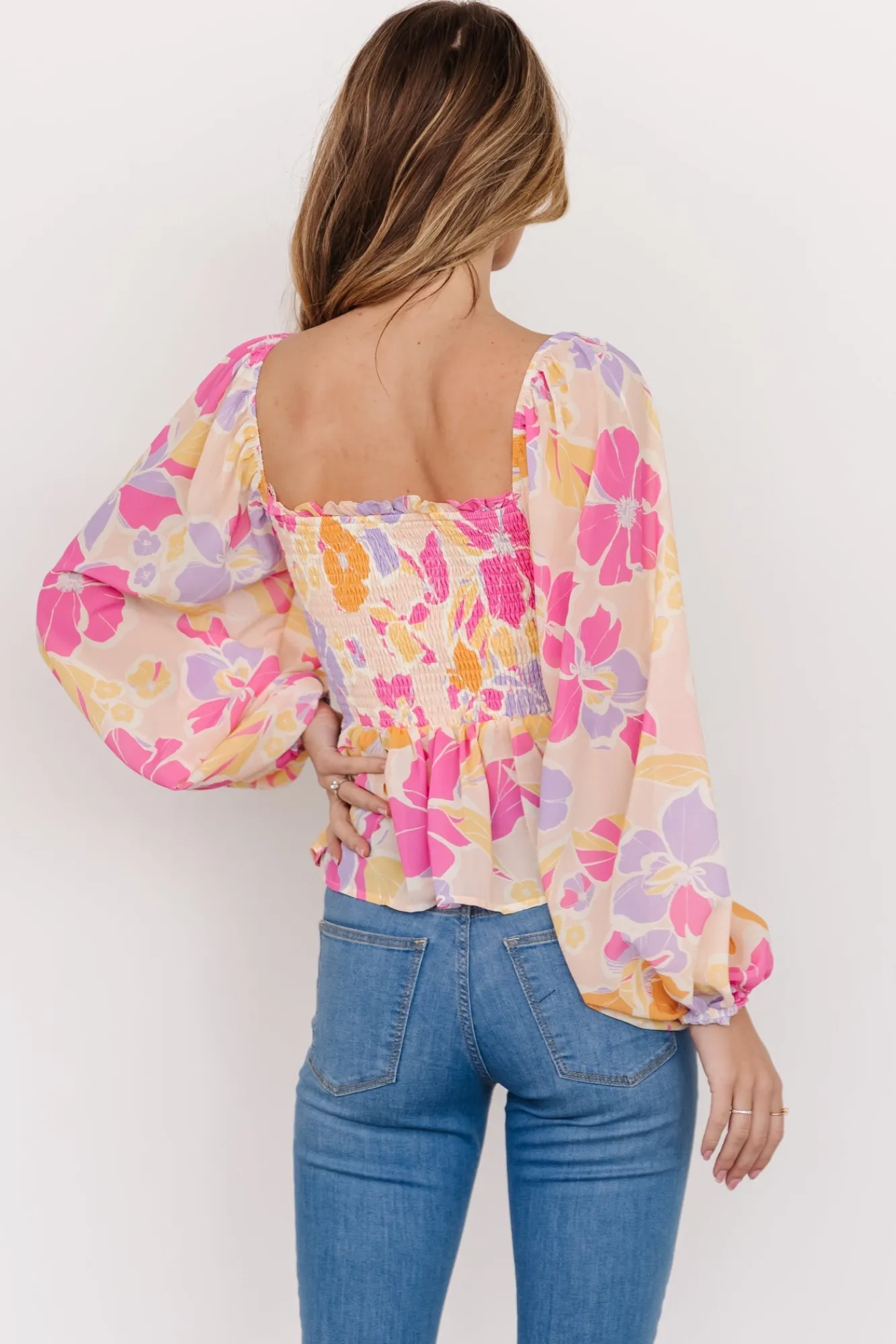 Baltic Born Sally Smocked Top | Pink Multi