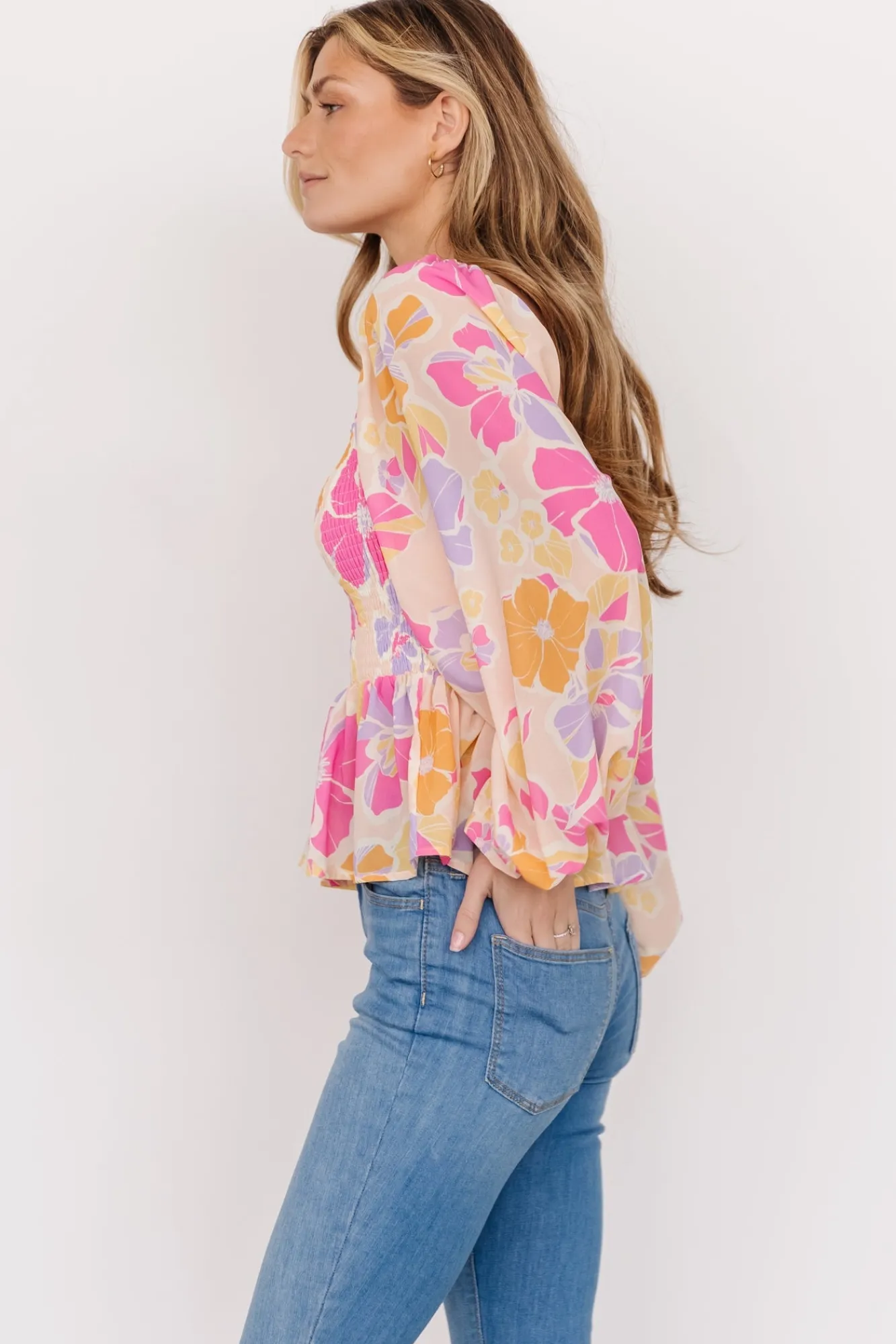 Baltic Born Sally Smocked Top | Pink Multi