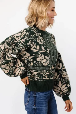 Baltic Born Salzburg Sweater | Dark Green + Taupe