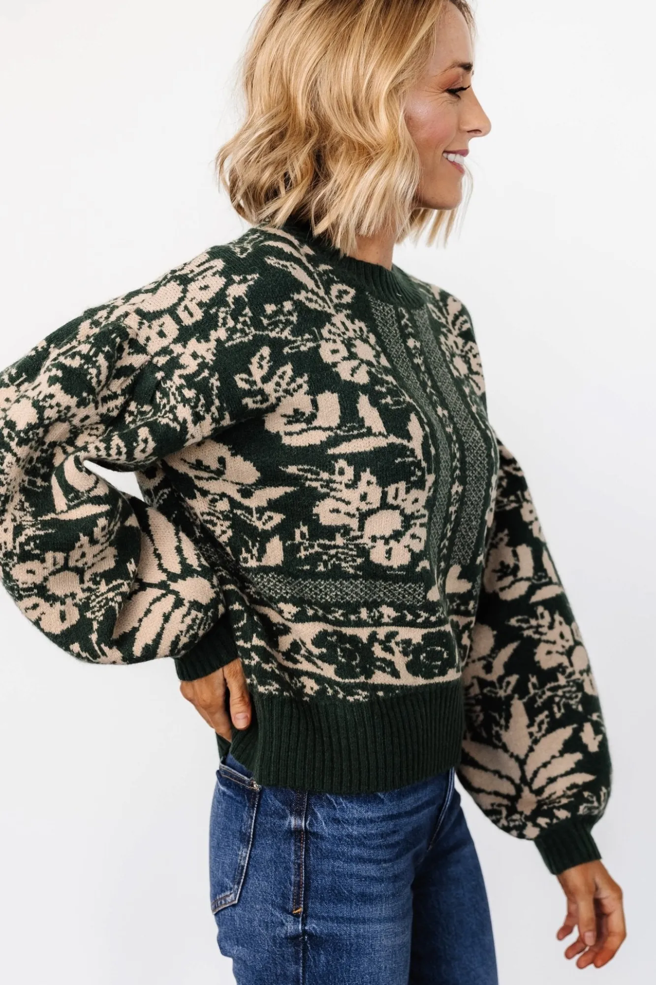 Baltic Born Salzburg Sweater | Dark Green + Taupe
