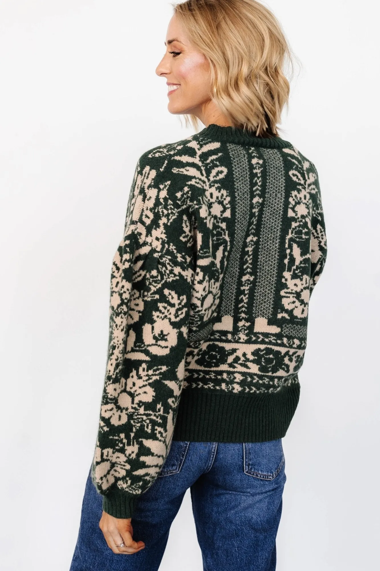 Baltic Born Salzburg Sweater | Dark Green + Taupe