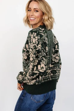 Baltic Born Salzburg Sweater | Dark Green + Taupe