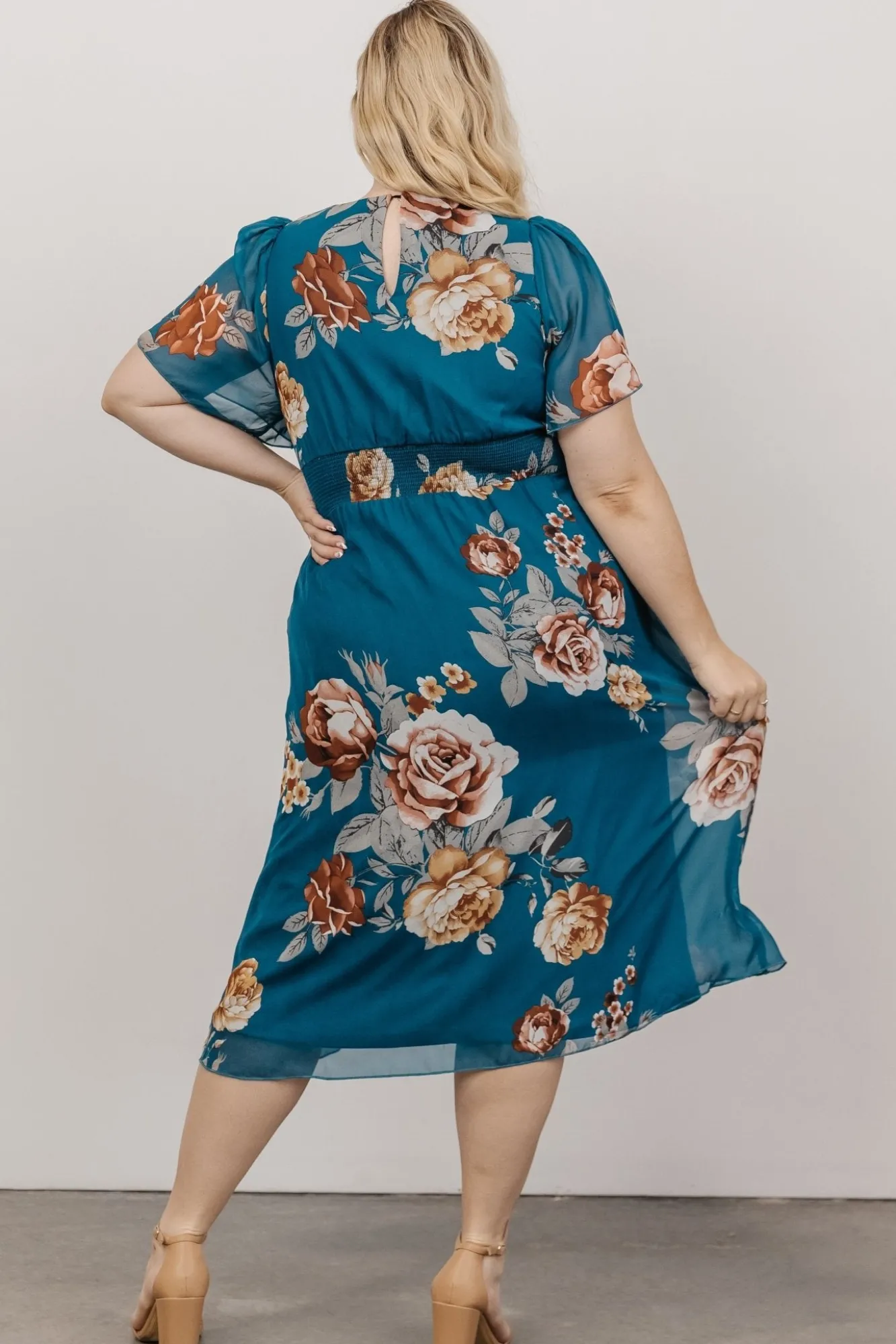 Baltic Born Sarah Smocked Midi Dress | Blue Floral