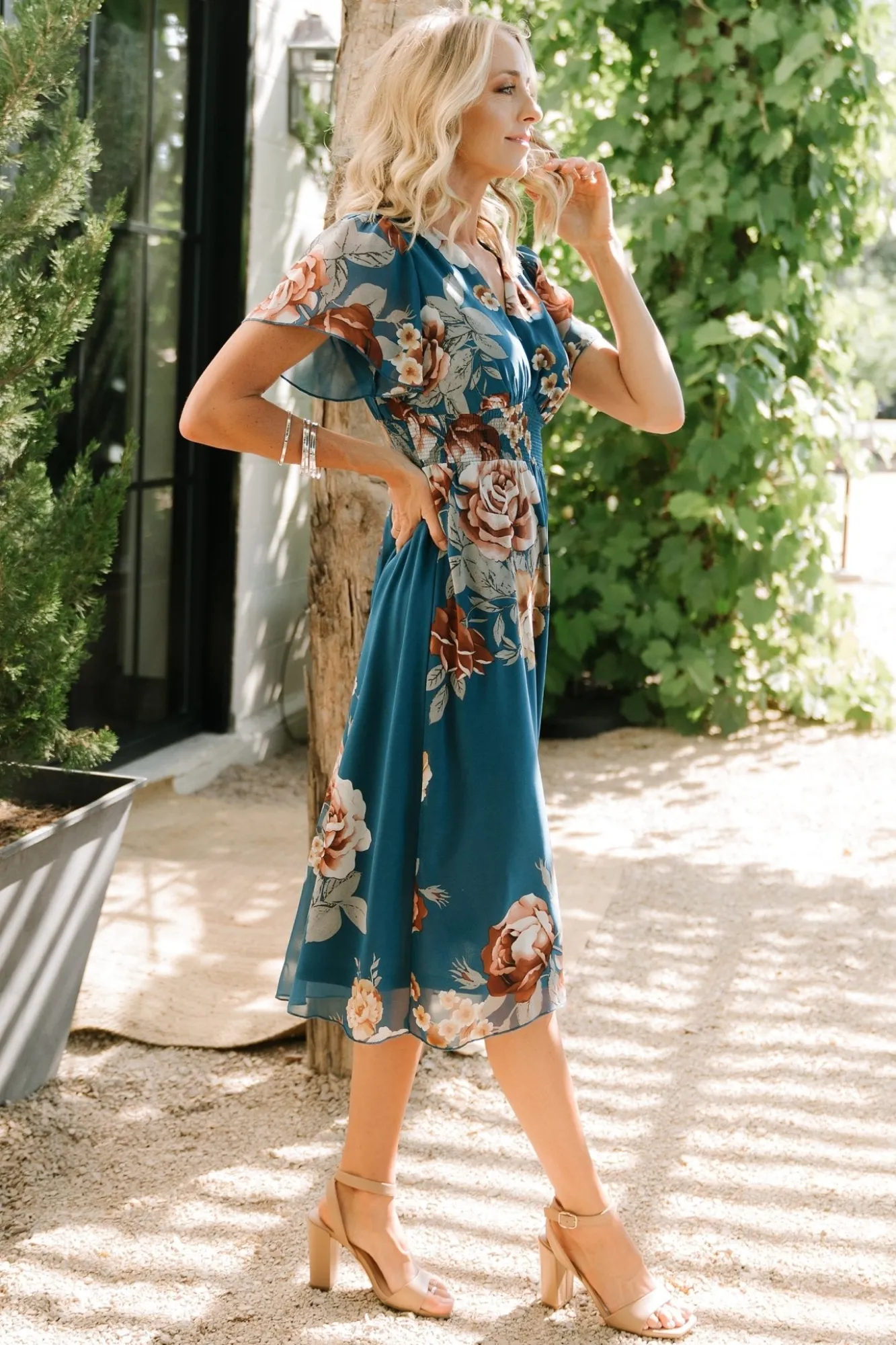 Baltic Born Sarah Smocked Midi Dress | Blue Floral