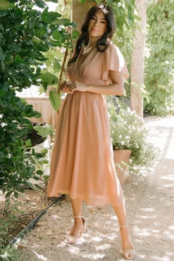 Baltic Born Sarah Smocked Midi Dress | Dusty Camel