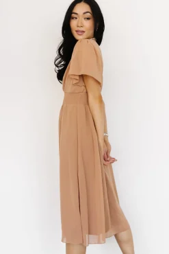 Baltic Born Sarah Smocked Midi Dress | Dusty Camel