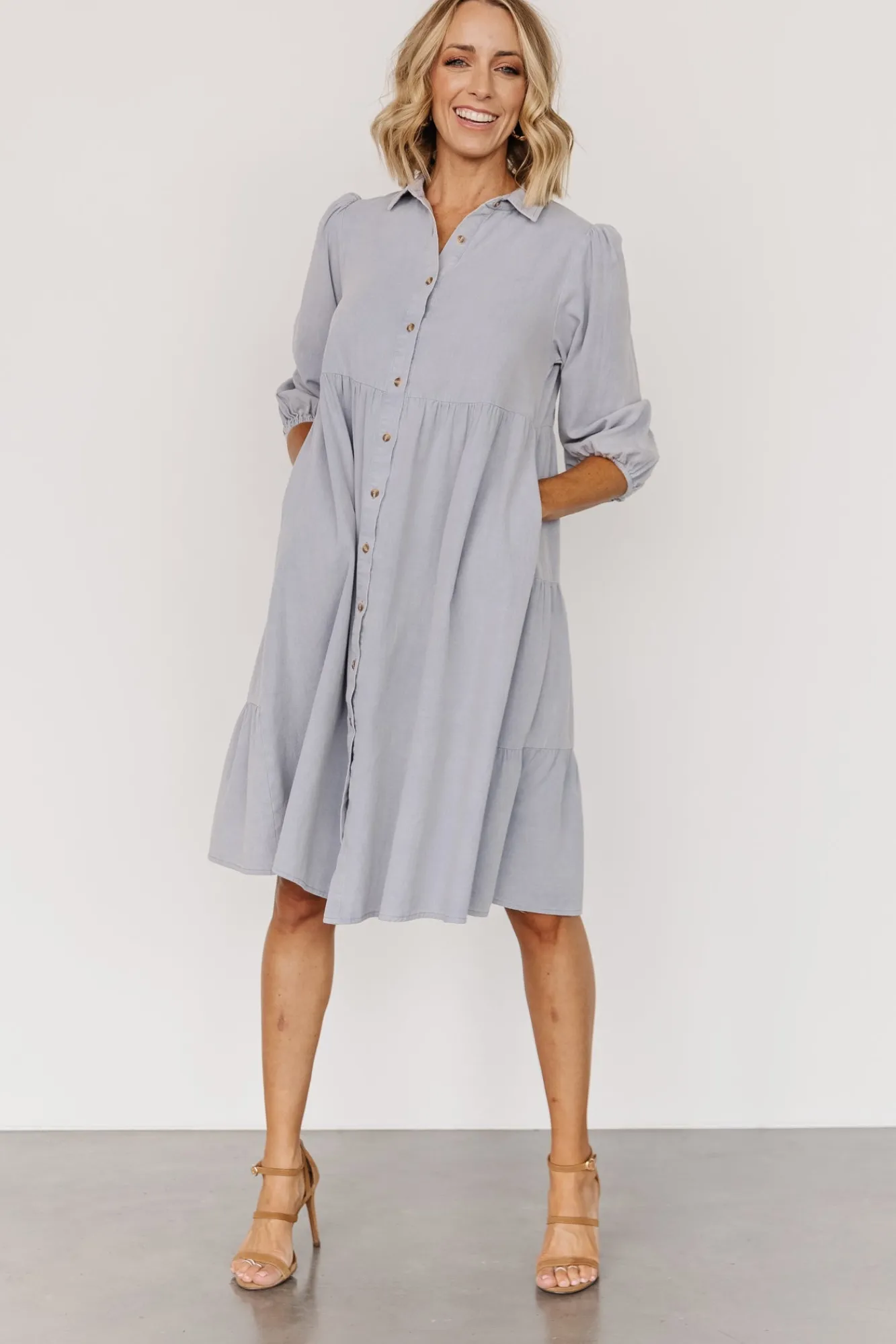 Baltic Born Sari Babydoll Dress | Light Denim