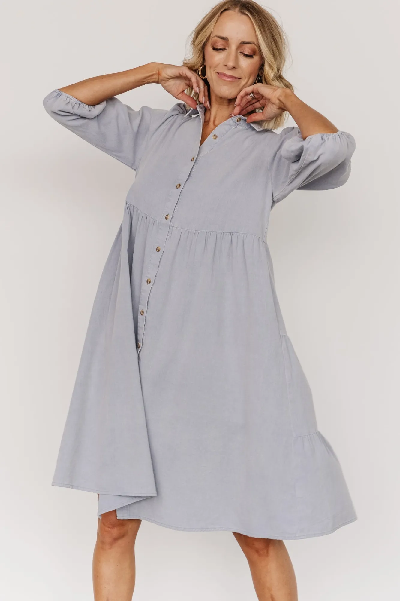 Baltic Born Sari Babydoll Dress | Light Denim