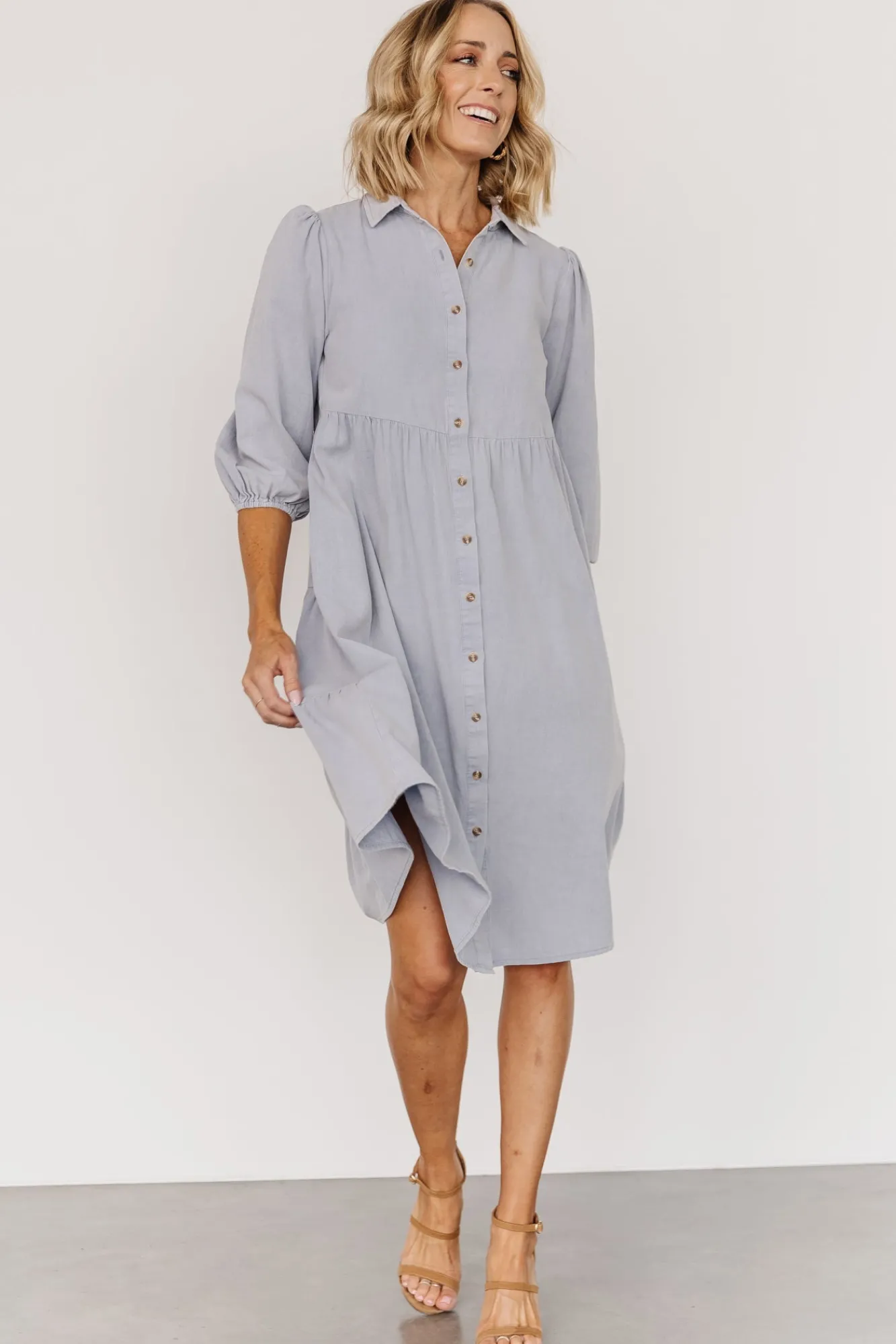 Baltic Born Sari Babydoll Dress | Light Denim