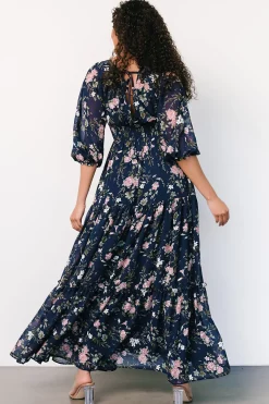 Baltic Born Sawyer Tiered Maxi Dress | Navy + Pink