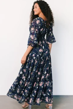 Baltic Born Sawyer Tiered Maxi Dress | Navy + Pink