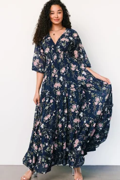 Baltic Born Sawyer Tiered Maxi Dress | Navy + Pink