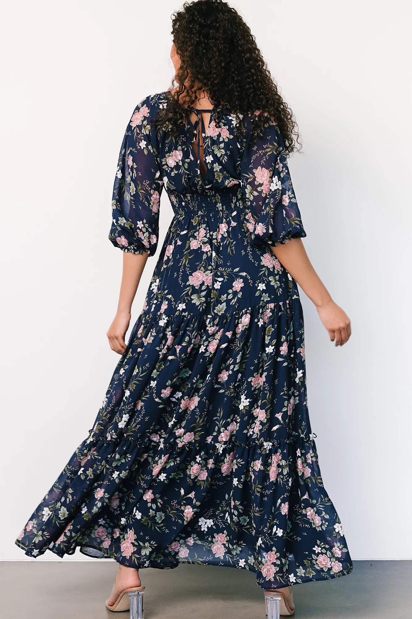 Baltic Born Sawyer Tiered Maxi Dress | Navy + Pink