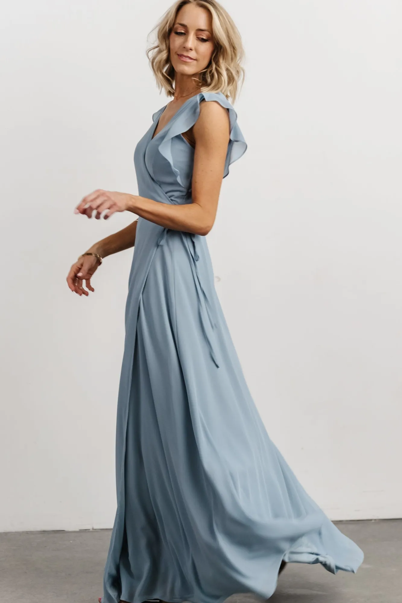Baltic Born Saya Wrap Maxi Dress | Dusty Blue