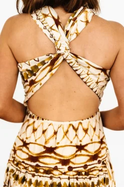 Baltic Born Seraphina Open Back Midi Dress | Tan Multi
