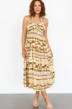 Baltic Born Seraphina Open Back Midi Dress | Tan Multi