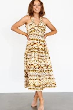 Baltic Born Seraphina Open Back Midi Dress | Tan Multi