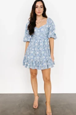 Baltic Born Serres Eyelet Mini Dress | Blue Floral