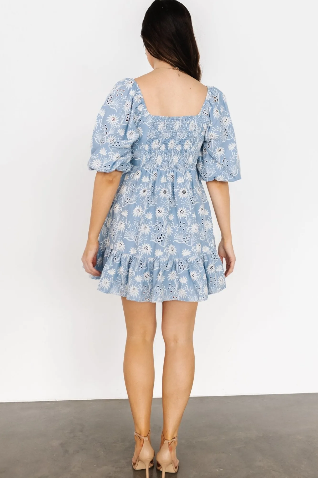 Baltic Born Serres Eyelet Mini Dress | Blue Floral