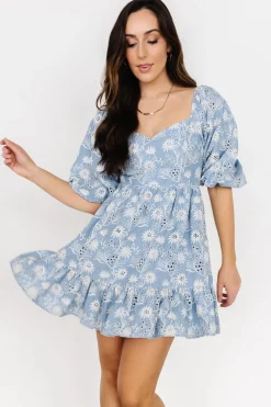 Baltic Born Serres Eyelet Mini Dress | Blue Floral
