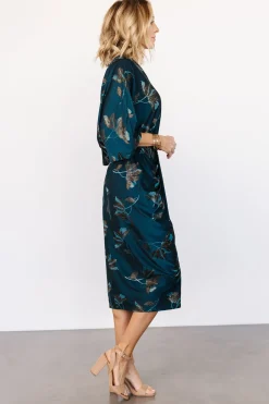 Baltic Born Shaneen Ruched Midi Dress | Jade Floral Shimmer