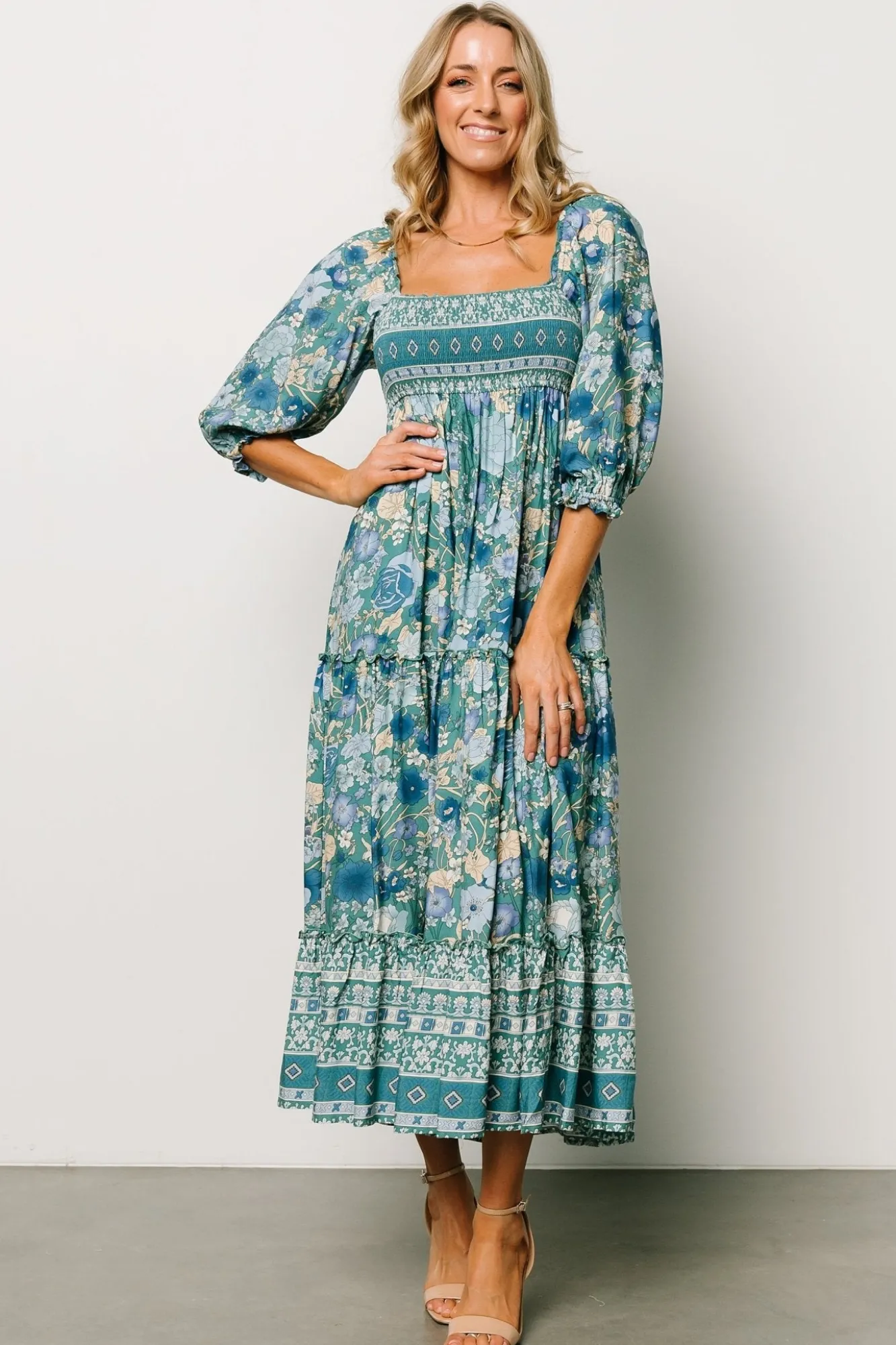Baltic Born Shanna Tiered Dress | Emerald Multi